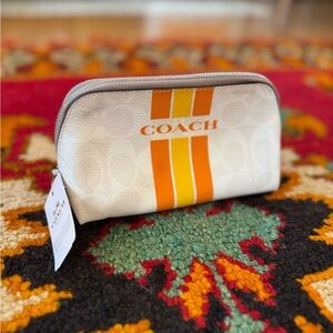 Coach Cream Pouch with Orange Racing Stripe